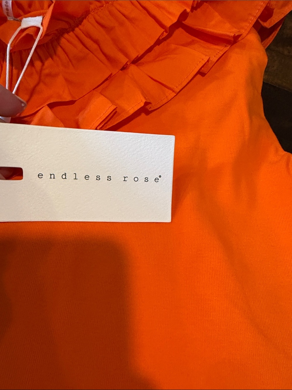 Endless Rose Orange One-Shoulder Ruffle Bodysuit - Picture 4 of 4